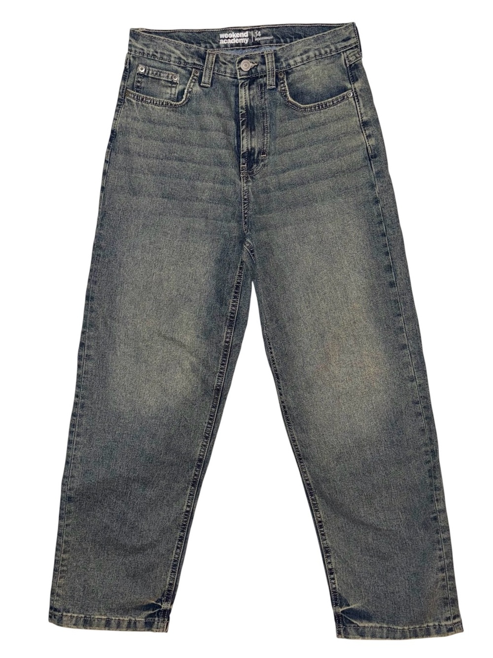 Weekend Academy Wide Leg Husky Vintage Wash Blue Gray Jeans
